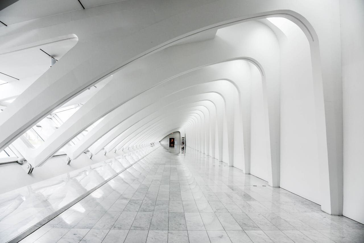 about-01 Explore the sweeping modern arches and minimalistic design of the Milwaukee Art Museum's white hallway.